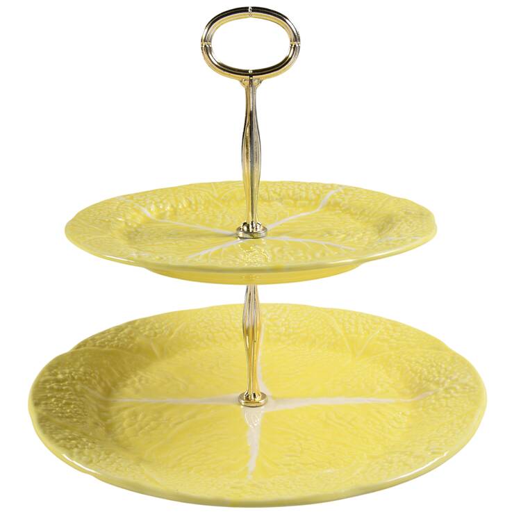 Cabbage Yellow 6 5/8"-10"  2 Tiered Serving Tray (Dp, Sp) HC