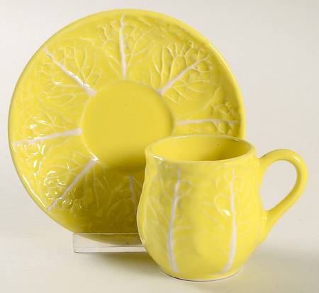 Cabbage Yellow Flat Demitasse Cup & Saucer Set