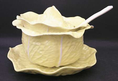 Cabbage Yellow Tureen & Lid w/Ladle & Underplate
