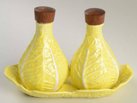 Cabbage Yellow Vinegar and Oil Tray Set