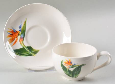 Bird of Paradise Flat Cup & Saucer Set
