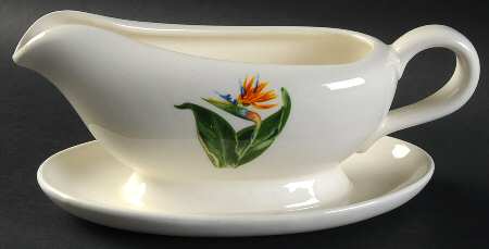 Bird of Paradise Gravy Boat with Attached Underplate