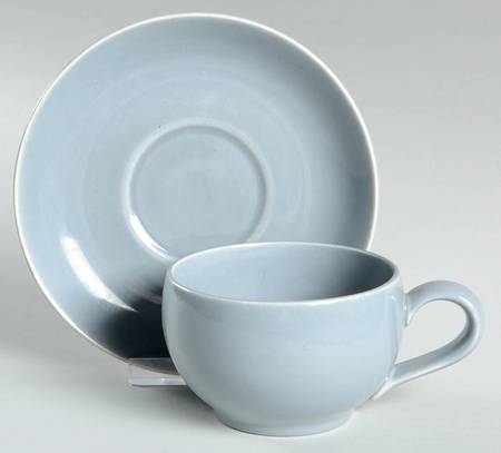 California Modern Gray (Glossy) Flat Cup & Saucer Set