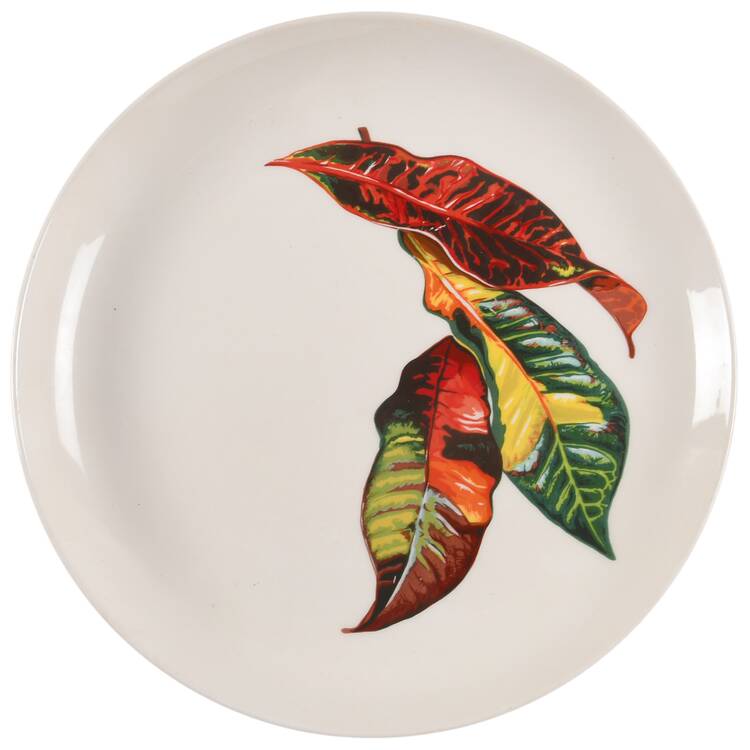 Croton Leaves 12" Chop Plate (Round Platter) by Santa Anita
