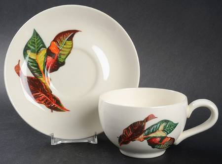 Croton Leaves Flat Cup & Saucer Set