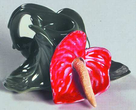 Red Anthurium Single Light Candlestick
