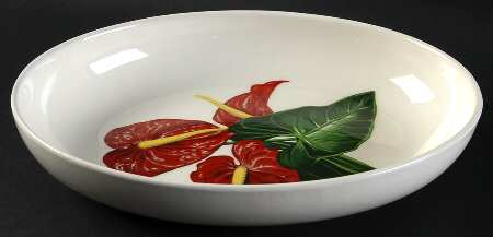 Red Anthurium 10" Oval Vegetable Bowl