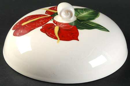 Red Anthurium Lid for Round Butter