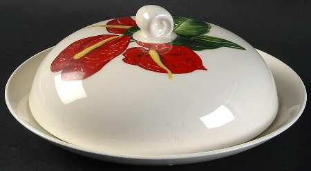 Red Anthurium Round Covered Butter