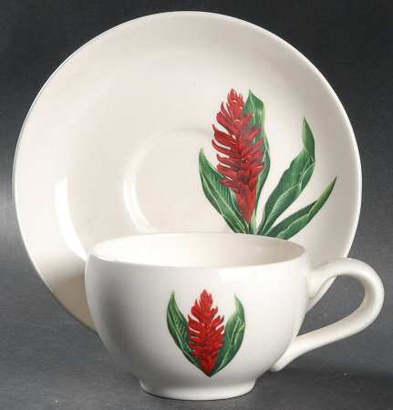 Red Ginger Flat Cup & Saucer Set