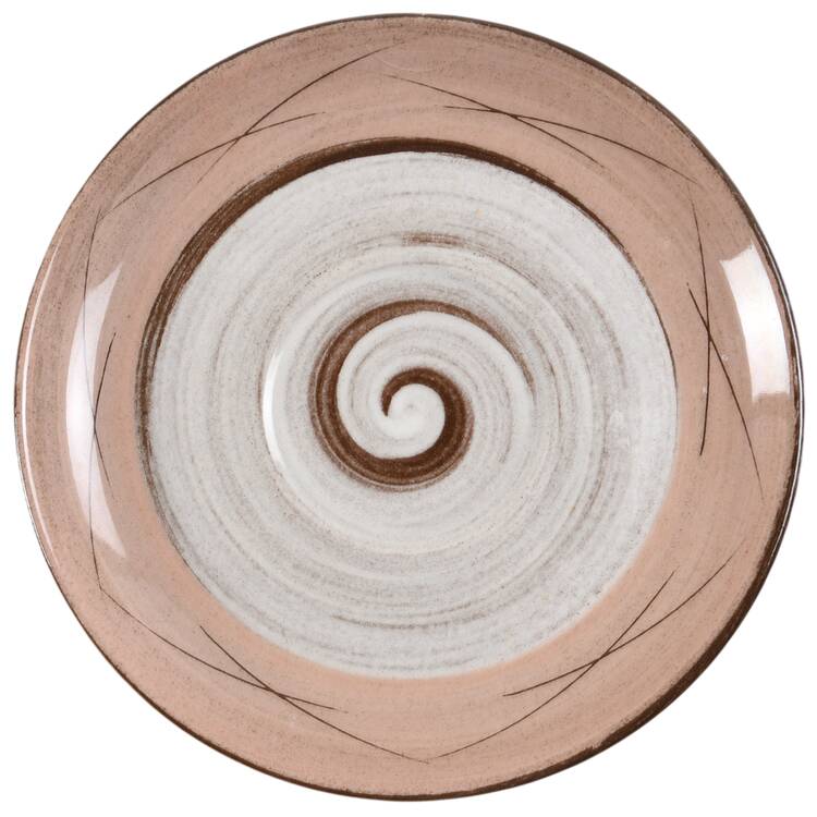 Stylized Spirals Brown and Pink Saucer