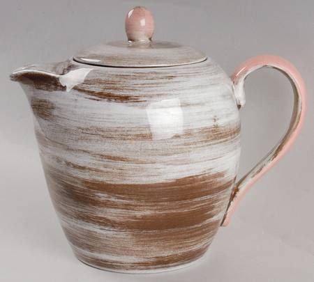 Stylized Spirals Brown and Pink Coffee Pot & Lid