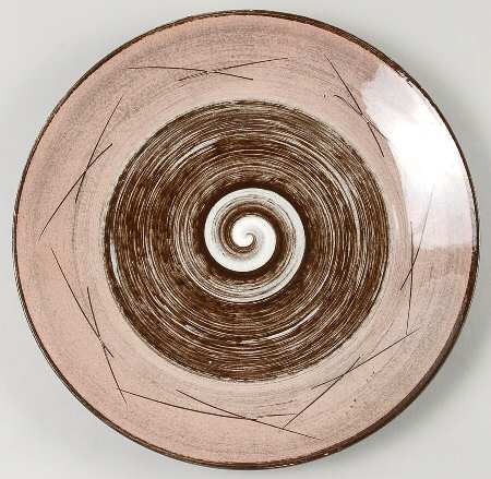 Stylized Spirals Brown and Pink 12" Chop Plate (Round Platter)