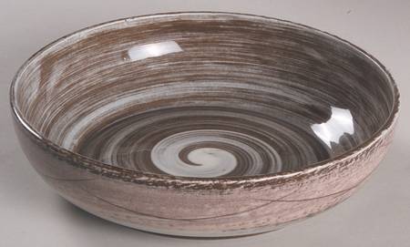 Stylized Spirals Brown and Pink 8" Round Vegetable Bowl