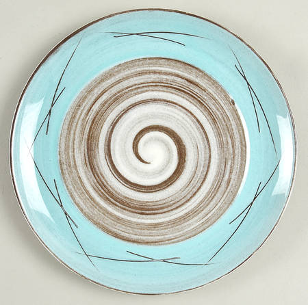 Stylized Spirals Brown and Turquoise by Santa Anita