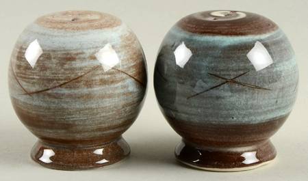 Stylized Spirals Brown and Turquoise Salt & Pepper Set