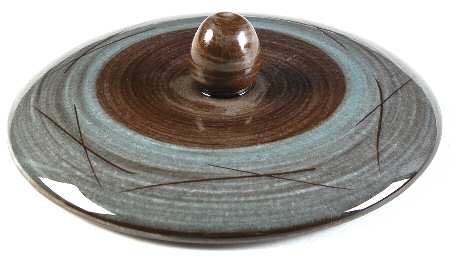 Stylized Spirals Brown and Turquoise Lid for Individual Casserole