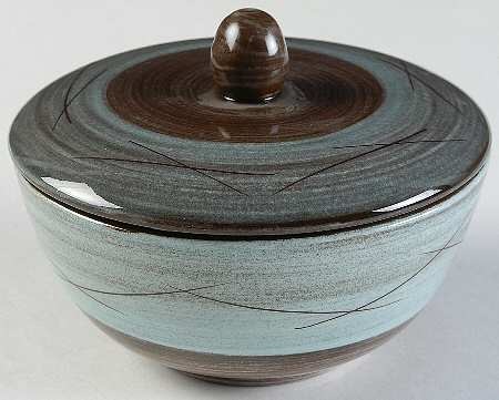 Stylized Spirals Brown and Turquoise Individual Casserole & Lid