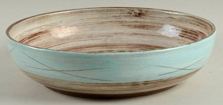 Stylized Spirals Brown and Turquoise 8" Round Vegetable Bowl