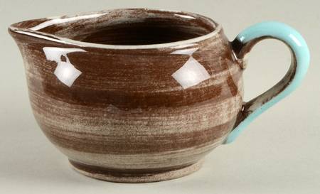 Stylized Spirals Brown and Turquoise Creamer