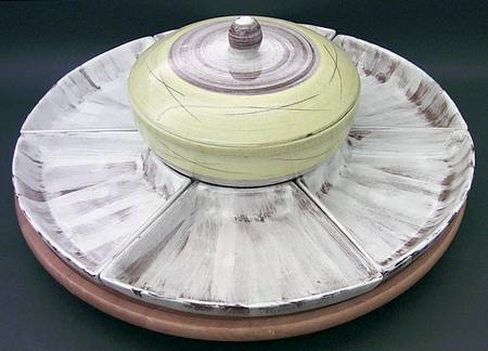 Stylized Spirals Brown and Yellow 9 Pc Lazy Susan (6 LASS, LASWL, LASW)