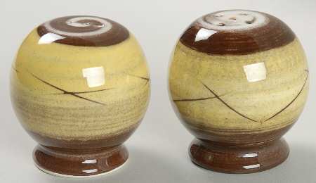 Stylized Spirals Brown and Yellow Salt & Pepper Set