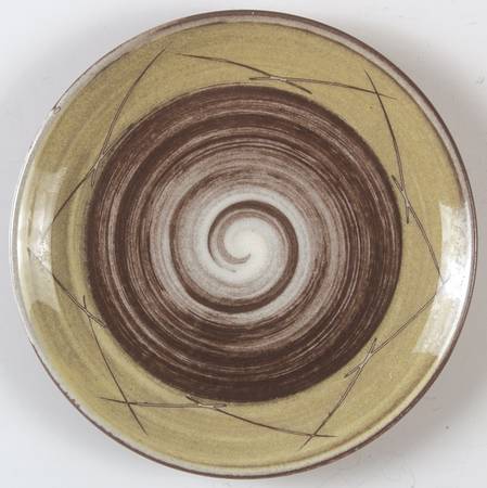 Stylized Spirals Brown and Yellow Bread & Butter Plate