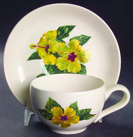 Yellow Hibiscus Flat Cup & Saucer Set