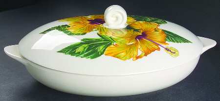 Yellow Hibiscus Oval Covered Vegetable