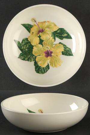 Yellow Hibiscus Coupe Soup Bowl