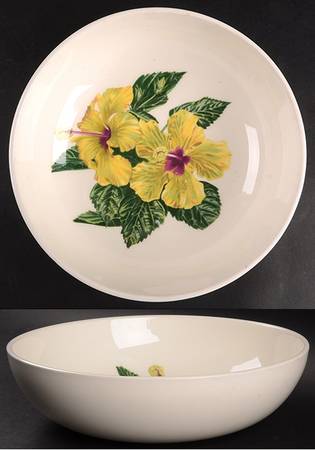 Yellow Hibiscus 8" Round Vegetable Bowl