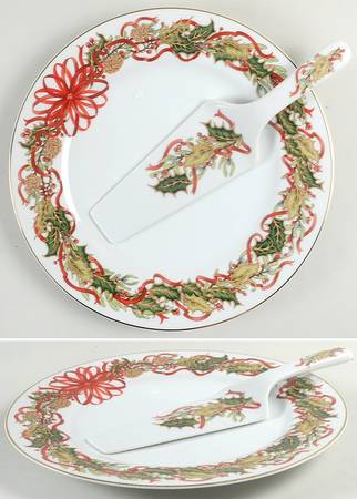 Christmas Garland Cake Aka Dinner Plate & Server w/Box