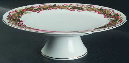 Christmas Garland 10" Diameter Pedestal Cake Stand