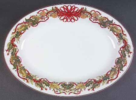 Christmas Garland 14" Oval Serving Platter