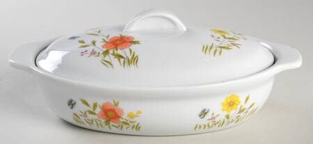 Country Flowers 20 Oz Small Oval Covered Casserole