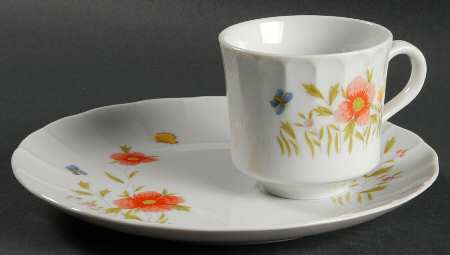 Country Flowers Snack Plate & Cup Set