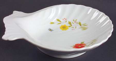 Country Flowers Shell Shaped Dish