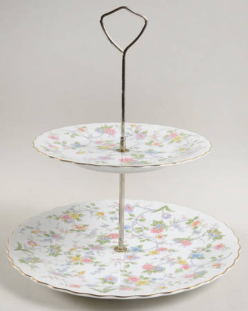 Corona (Gold Trim) 2 Tiered Serving Tray (Dinner & Salad Plate)