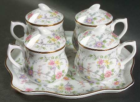 Corona (Gold Trim) Pot De Creme Set (Tray with 4 Pots)