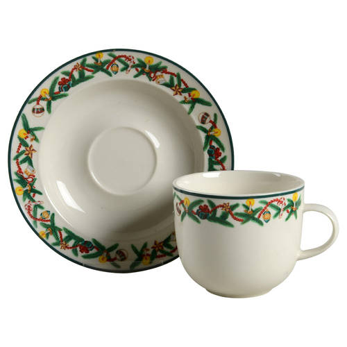 Christmas Cheer Flat Cup & Saucer Set