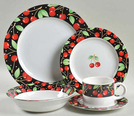 Cherries (No Verge) 5 Piece Place Setting