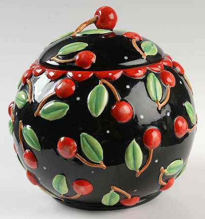 Cherries (No Verge) Cookie Jar & Lid