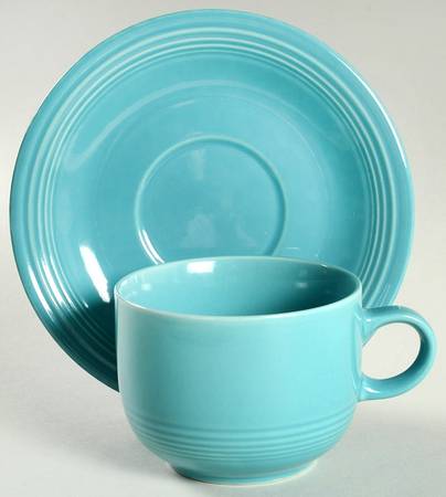 Concentrics Turquoise Flat Cup & Saucer Set