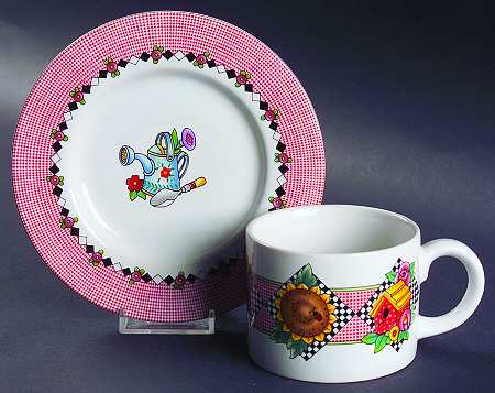 Garden Time Flat Cup & Saucer Set