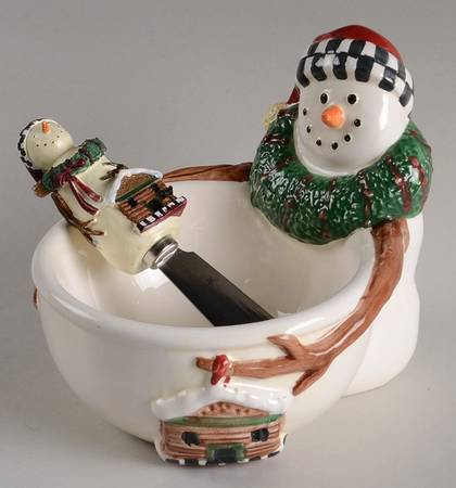 Snowman Dip Bowl & Spreader Set
