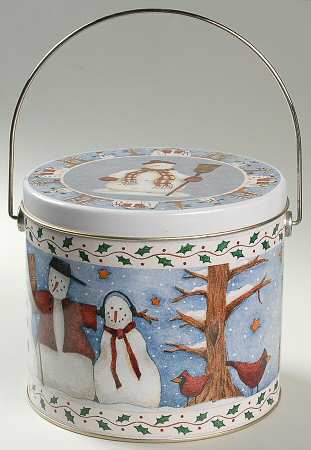 Snowman Small Round Storage Tin & Lid