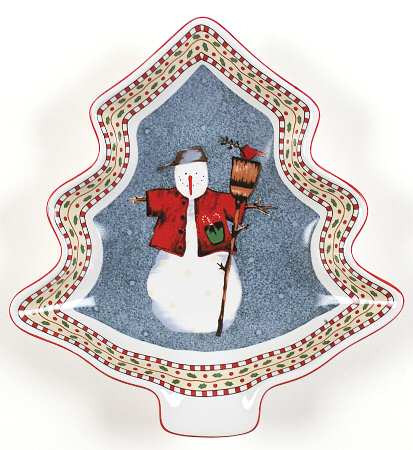 Snowman 1 Part Medium Tree Shaped Dish