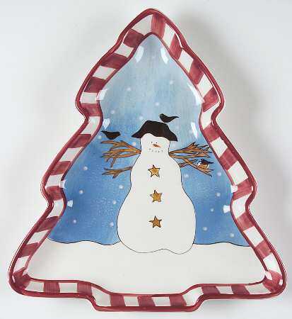 Snowman Large Tree Shaped Dish