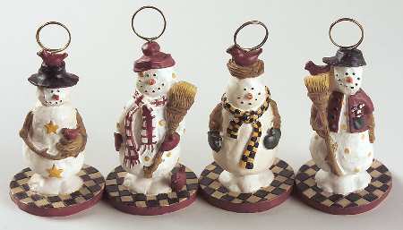 Snowman Small Placard/Place Card Holders - Set of 4