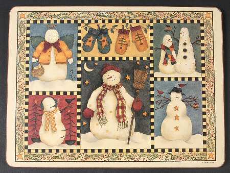 Snowman Rectangular Cork Back Trivet